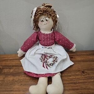 Handmade Pink Floral Kids Dress Doll Outfit with White Apron